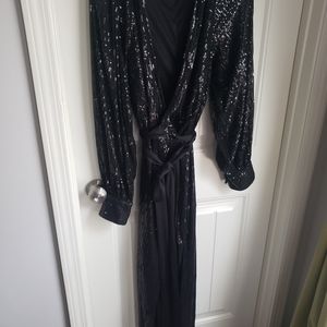 Black robe dress, nylon swish